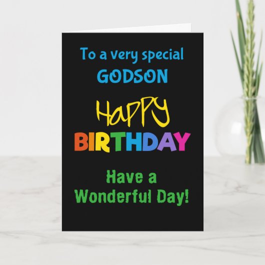 ゴッドソンレインボーカラーズオンブラック誕生日カード カード (正面)