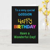 ゴッドソンレインボーカラーズオンブラック誕生日カード カード (黄色い花)