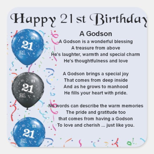 ゴッドソン詩 – 21歳の誕生日 スクエアシール (正面)