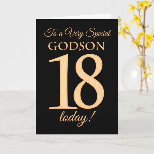 ゴッドソン誕生日でブラックにシック18番目の金ゴールド効果 カード (黄色い花)