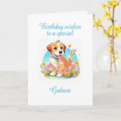 ゴッドソン誕生日子犬 カード (黄色い花)