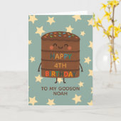 ゴッドソン4th誕生日かわいいカスタムチョコケーキ カード (黄色い花)