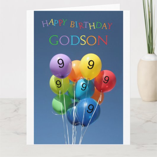 ゴッドソン9歳の誕生日の風船 カード (正面)