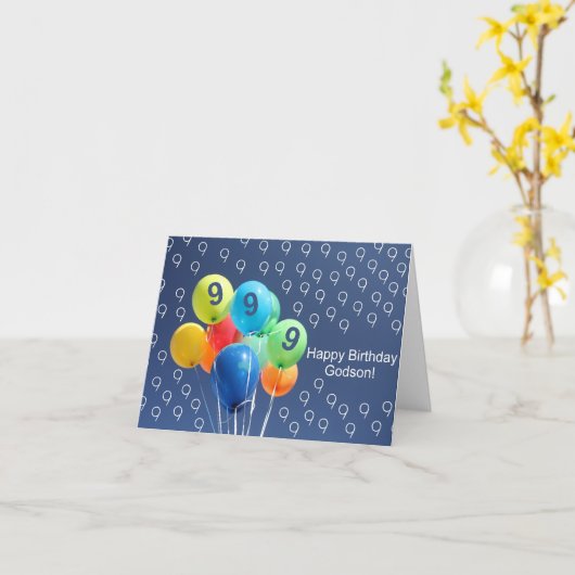 ゴッドソン9歳の誕生日の風船 カード (黄色い花)