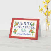 ゴッドソン、ポインセティアス、ホリー、アイビー・クリスマス カード (黄色い花)