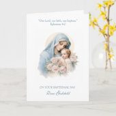 ゴッドチャイルドバプテスベビーガール《キリスト教》洗礼式や命名式メアリーイエス カード (黄色い花)