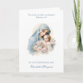 ゴッドチャイルドバプテスベビーガール《キリスト教》洗礼式や命名式メアリーイエス カード (正面)