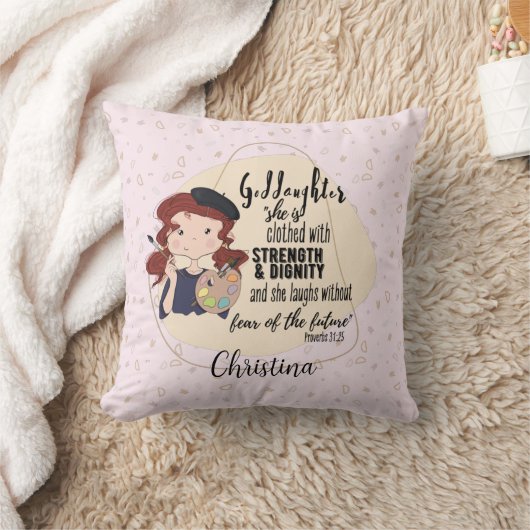 ゴッドドーターギフト引用文諺ピンクの画家アーティスト クッション (ブランケット)