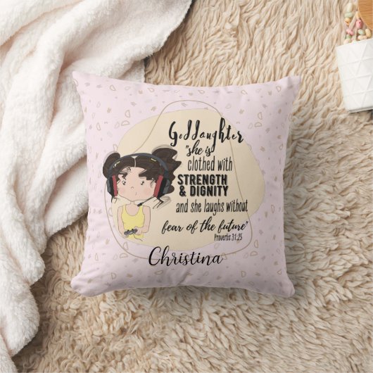 ゴッドドーターギフト引用文諺ピンクゲーマーガールThr クッション (ブランケット)