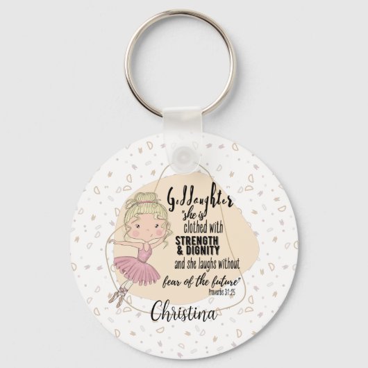ゴッドドーターギフト引用文諺ブロンドBALLERINA キーホルダー (正面)