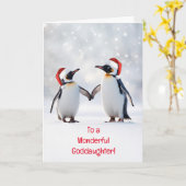 ゴッドドータークリスマスハッピーホリデーズキュートペンギン カード (黄色い花)