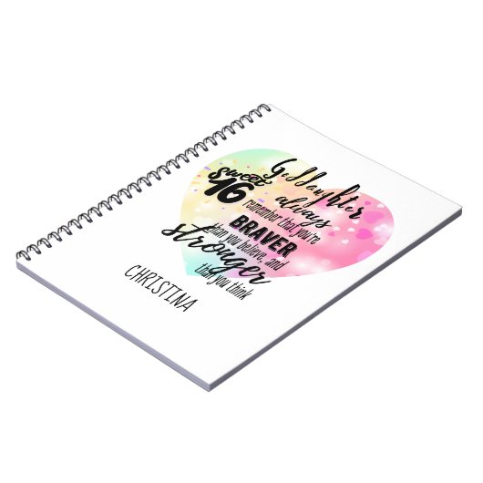 ゴッドドータースウィート16引用文ギフトブレイバーストロンガー ノートブック (左側)