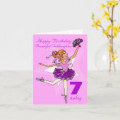 ゴッドドーターバレリーナ誕生日ピンクの年齢カード カード (黄色い花)