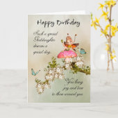 ゴッドドーターフェアリー誕生日カードと花 カード (黄色い花)