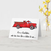 ゴッドファーザーがパパのクラシックような消防車 カード (黄色い花)