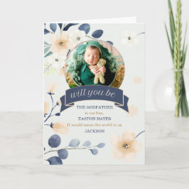 ゴッドファーザーが青と黄色の花の写真をリクエスト カード