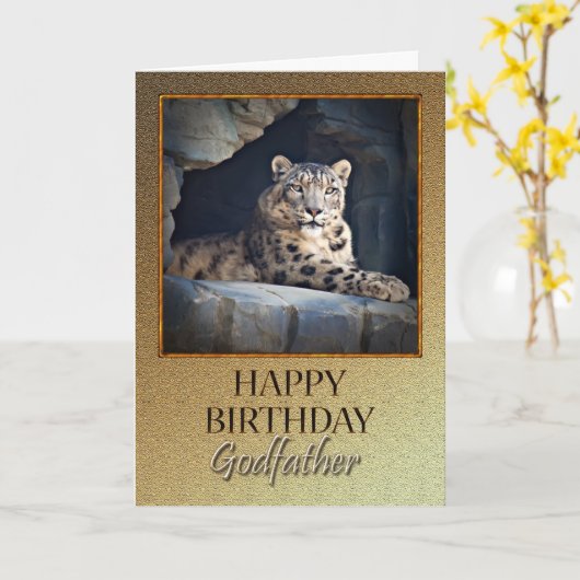 ゴッドファーザーにとって,ユキヒョウの誕生日 カード (黄色い花)