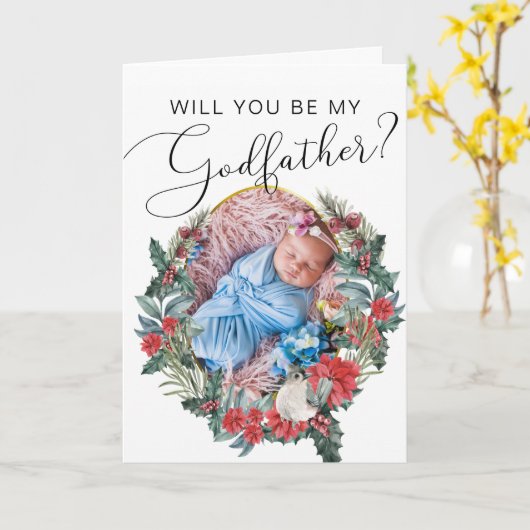 ゴッドファーザーの冬のバプテスマ提案 カード (黄色い花)