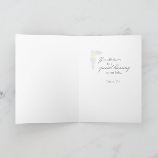 ゴッドファーザーベビーシューズ&イエローローズ サンキューカード (内部)