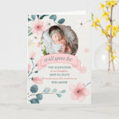 ゴッドファーザー写真付き桃の花をリクエスト カード (黄色い花)