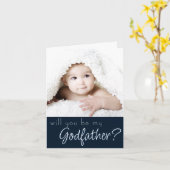 ゴッドファーザー案 |ネイビーブルー2枚の写真 カード (黄色い花)