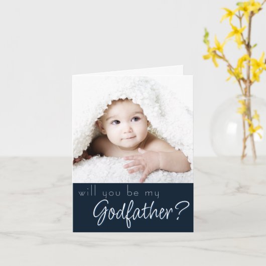 ゴッドファーザー案 |ネイビーブルー2枚の写真 カード (黄色い花)