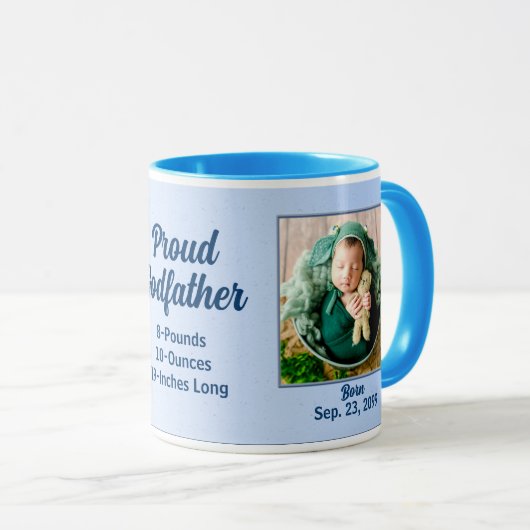 ゴッドフ誇りを持ったァー新生児ブルー写真 マグカップ (正面右)