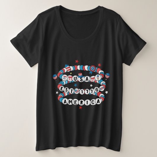 ゴッドブレスアメリカクロスデザイン プラスサイズTシャツ (デザイン正面)