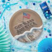 ゴッドブレスアメリカビーチサイン ペーパープレート (パーティー)
