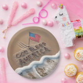 ゴッドブレスアメリカビーチサイン ペーパープレート (パーティー)