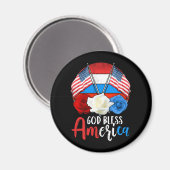ゴッドブレスアメリカフラワーUSA国旗独立記念日 マグネット (正面/裏面)