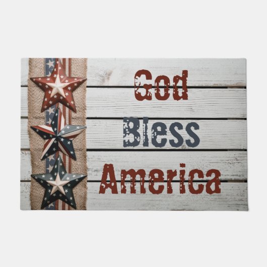 ゴッドブレスアメリカヴィンテージ愛国退役軍人 ドアマット (正面)