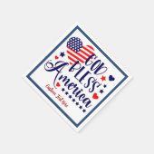 ゴッドブレスアメリカ引用文アメリカハート国旗 スタンダードカクテルナプキン (角)