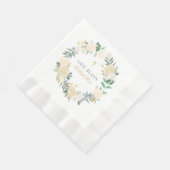 ゴッドブレスグリーン金ゴールドフローラリースガールバプテスマ 縁ありランチョンナプキン (角)