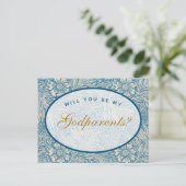ゴッドペアレント提案青いフローラモリスパターン ポストカード (スタンド正面)