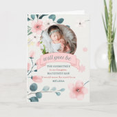 ゴッドマザーが桃の花を写真付きでリクエスト カード (正面)