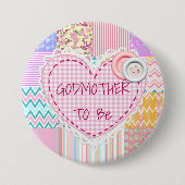 ゴッドマザーにキルティングハート赤ちゃんシャワーボタン 缶バッジ (正面)