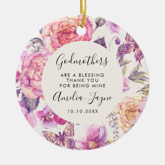ゴッドマザーズ賛美は蝶のフローラ写真 セラミックオーナメント (正面)