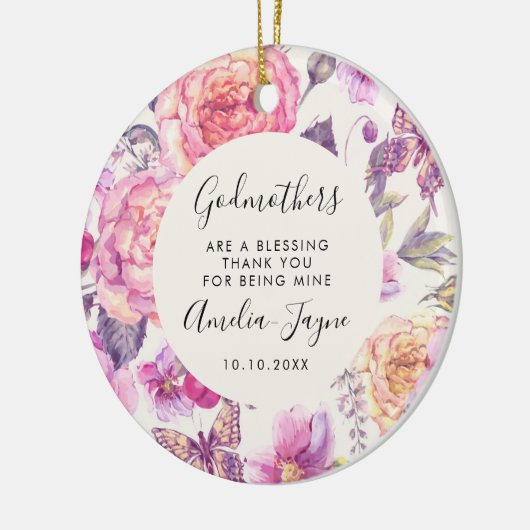 ゴッドマザーズ賛美は蝶のフローラ写真 セラミックオーナメント (左)