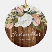 ゴッドマザーパーソナライズされたカントリーウッドグレインクリスマス セラミックオーナメント (正面)