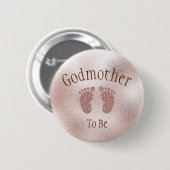 ゴッドマザーベビーシャワーピンクの女の子ベビー足部 缶バッジ (正面&裏面)