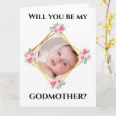 ゴッドマザーリクエストDIYベビー写真金ゴールドフレーム カード (黄色い花)