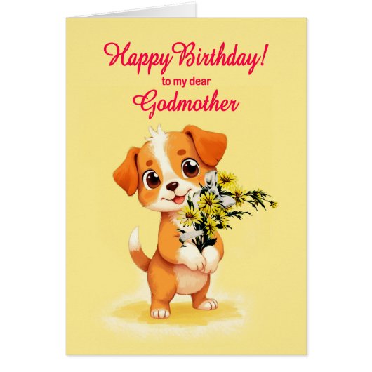 ゴッドマザー誕生日子犬と花 (正面)