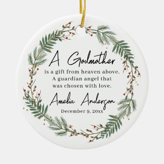 ゴッドマザー《キリスト教》洗礼式や命名式バプテスマ セラミックオーナメント (正面)