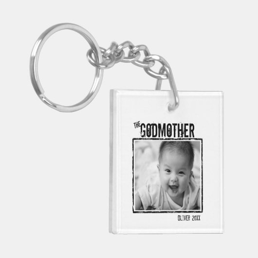『ゴッドマザー』 | パーソナライズされた 2倍の写真と名前 キーホルダー (正面左)