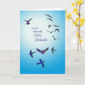 ゴッドマザー、悔やみや弔慰カード、飛んでいる鳥の損失 カード (黄色い花)