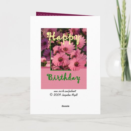 ゴッドマザー – 誕生日、ピンクのデイジーの花 カード (裏面)