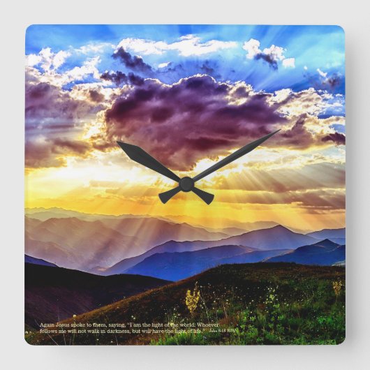 ゴッドレイサンビームズマウンテンズ聖なる書物、 経典バース スクエア壁時計 (正面)
