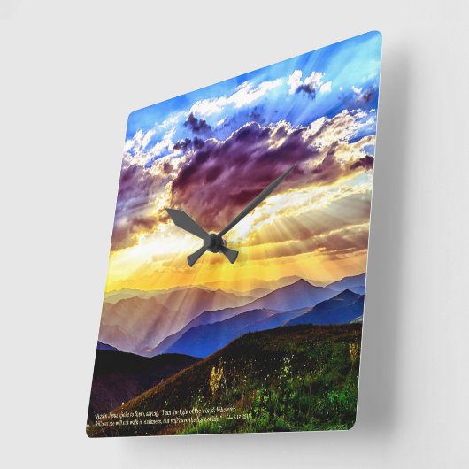 ゴッドレイサンビームズマウンテンズ聖なる書物、 経典バース スクエア壁時計 (傾斜)