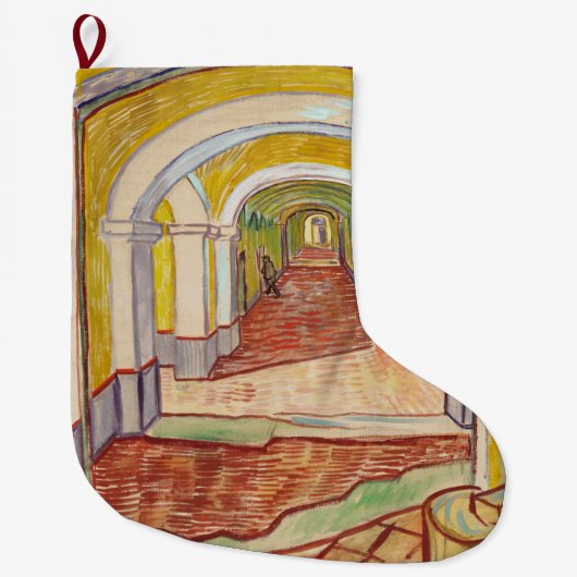 ゴッホが描いた精神病院の廊下 ラージクリスマスストッキング (正面)